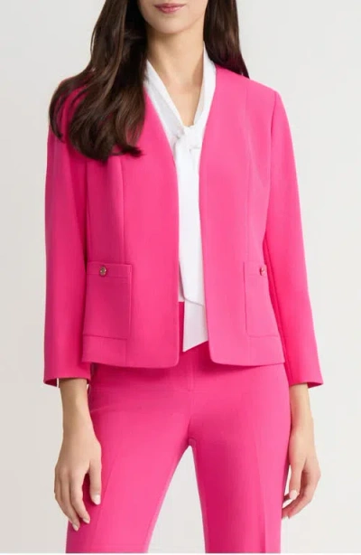 Kasper Stretch Crepe Open Front Blazer In Pink
