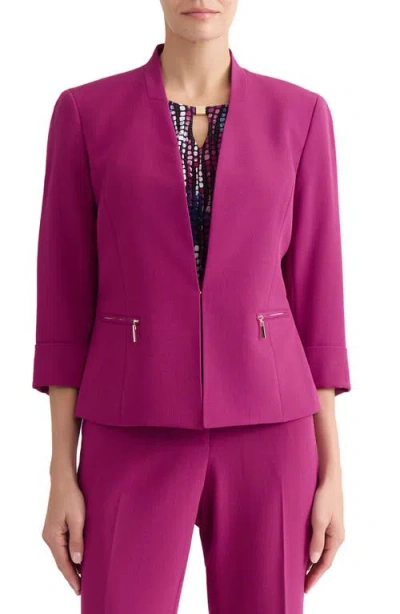 Kasper Stretch Crepe Open Front Cardigan Jacket In Pink