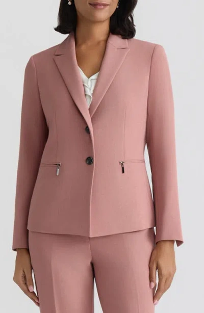 Kasper Stretch Crepe Two-button Blazer In Pink