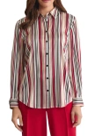 Kasper Stripe Button-up Shirt In Brown