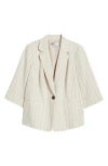 KASPER KASPER STRIPE ONE-BUTTON BLAZER