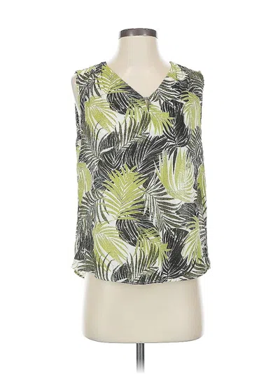 Pre-owned Kasper Tank Top Green Plunge Neckline Tops