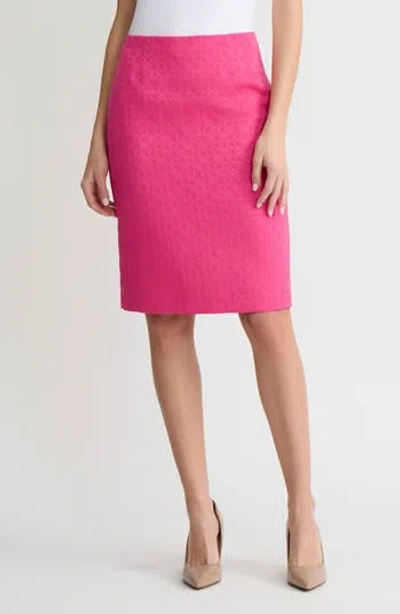 Kasper Textured Zip Pencil Skirt In Pink Perfection