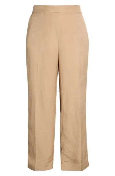 Kasper The Audrey Pull-on Straight Leg Linen Blend Pants In Brown