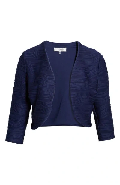 Kasper Three-quarter Sleeve Knit Shrug In Blue