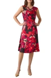 Kasper Women's Cowl-neck Sleeveless Midi Dress, Regular And Petite Sizes In Fire Red Multi