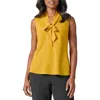 Kasper Tie Front Sleeveless Crepe Top In Butterscotch