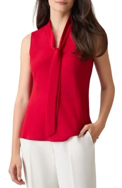 Kasper Tie Front Sleeveless Stretch Top In Fire Red