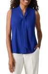 Kasper Petites Womens Solid Polyester Blouse In Royal Signature