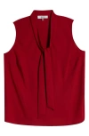 Kasper Tie Front Sleeveless Top In Fire Red