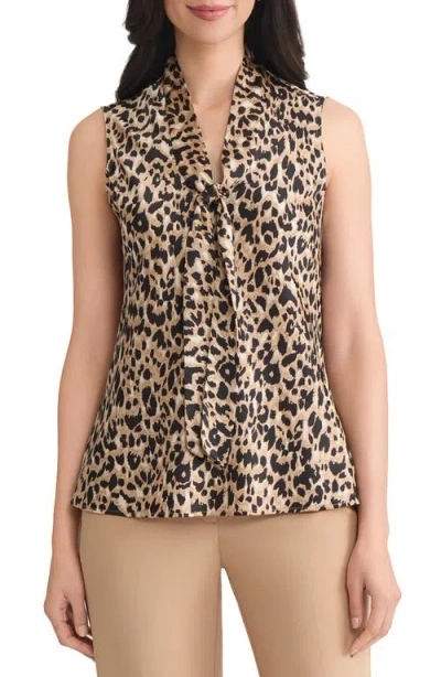 KASPER KASPER TIE NECK SLEEVELESS TOP