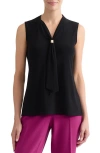 Kasper Tie Neck Sleeveless Top In Black