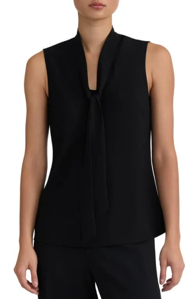 Kasper Tie Neck Sleeveless Top In Black