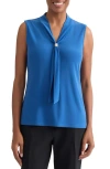 Kasper Sleeveless Tie Front Top In Blue