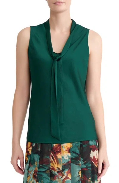 Kasper Tie Neck Sleeveless Top In Green