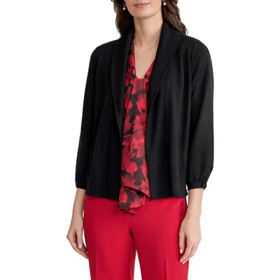 Kasper Turn Back Collar Cardigan In Black