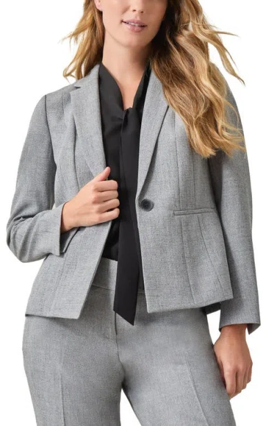 Kasper Tweed One Button Blazer In Grey/black