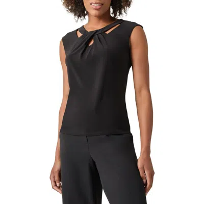 Kasper Twist Neck Cutout Sleeveless Top In Black
