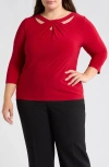 Kasper Twist Neck Cutout Top In Fire Red