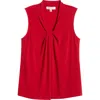 Kasper Twist Neck Sleeveless Top In Fire Red