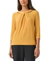Kasper Ity 3q Twist Neck Top In Gold Signature