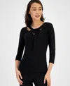 Kasper Twist-neck Top In Gold Signature