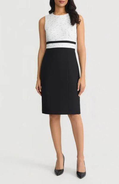 Kasper Two Tone Sheath Dress In Black