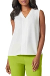Kasper V-neck Sleeveless Crepe Top In Lily White