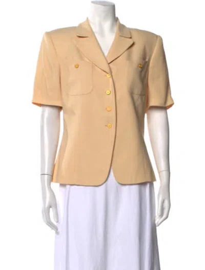 Pre-owned Kasper V-neck Short Sleeve Button-up Top In Neutrals