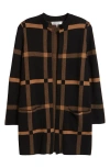 Kasper Women's Windowpane Open-front Cardigan In Black/vicuna