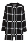 Kasper Women's Windowpane Open-front Cardigan In Black/white