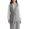 Kasper Windowpane Plaid Belted Vest In Multi