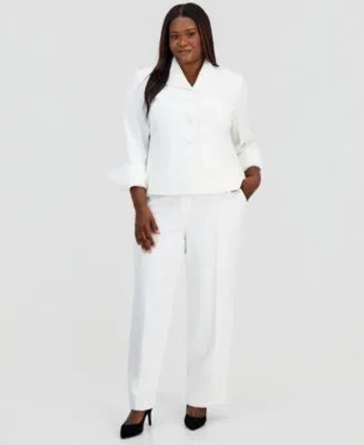 Kasper Wing Collar Blazer Core Julia Pants In White