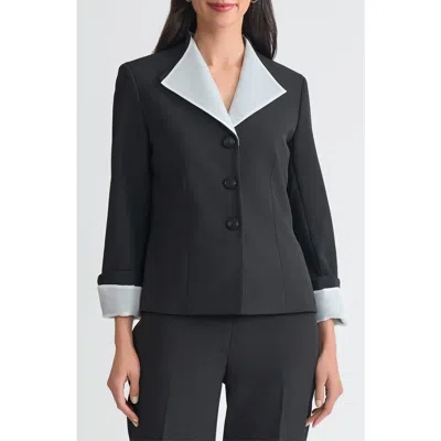 Kasper Winged Lapel Three-button Blazer In Multi