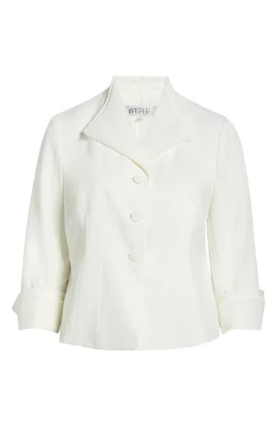 Kasper Winged Lapel Three-button Blazer In White