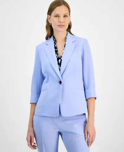 Kasper Women's 3/4-sleeve One-button Blazer, Regular & Petite In California Sky