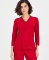 Kasper Women's 3/4-sleeve Tie-neck Top In Red