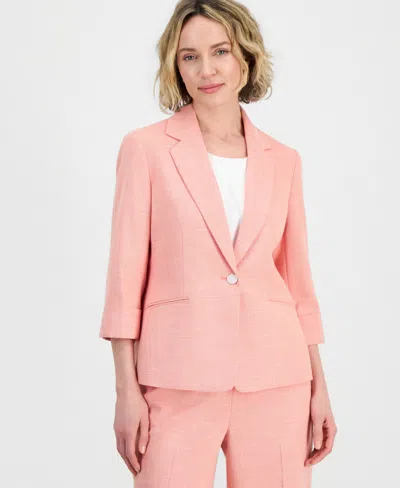 Kasper Women's 3/4-sleeve Cuffed Blazer In Pink