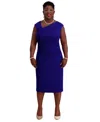 Kasper Women's Asymmetrical-neck Midi Dress, Regular & Plus Sizes