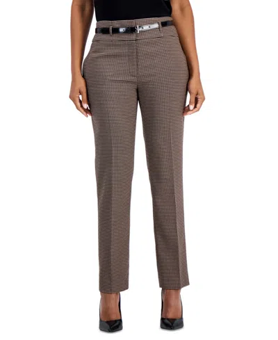 Kasper Women's Ava High-rise Straight-leg Belted Pants In Brown