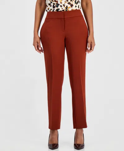 Kasper Women's Ava Mid-rise Straight-leg Crepe Pants In Red
