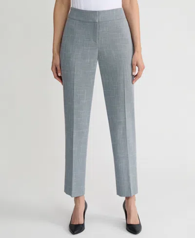Kasper Women's Ava Plaid Straight Leg Pant In Gray