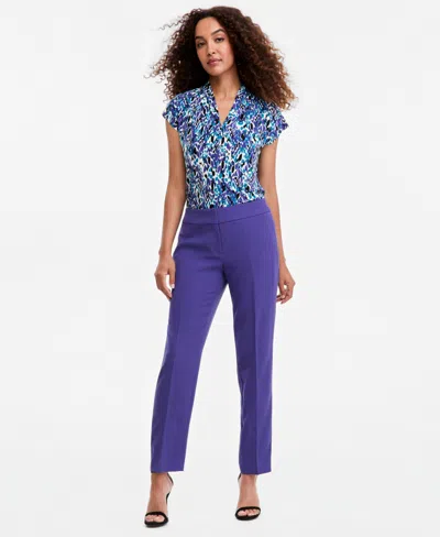 Kasper Women's Ava Straight Leg Crepe Mid-rise Pants In Blue
