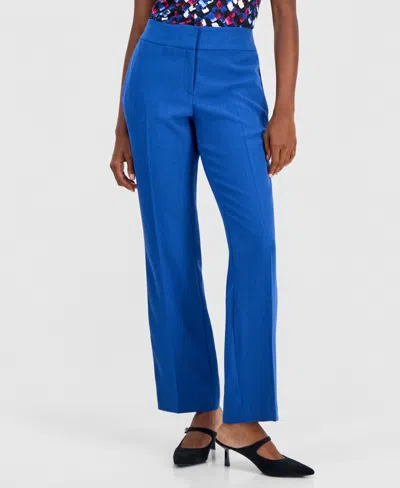 Kasper Women's Ava Straight-leg Press-pleat Pants, Regular & Petite In Blue