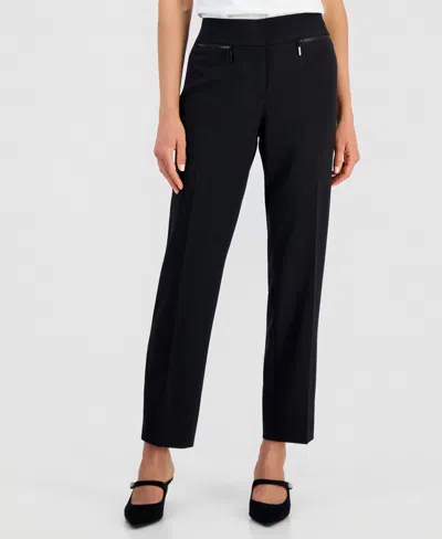 Kasper Women's Ava Straight-leg Zip-pocket Pants In Animal Print