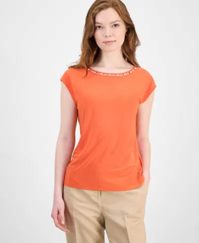 Kasper Women's Beaded-trim Extended-shoulder Top, Regular & Petite Sizes