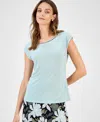 Kasper Beaded Neck Top In Green