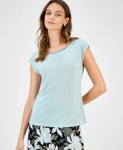 Kasper Women's Beaded-trim Extended-shoulder Top, Regular & Petite Sizes
