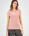 Kasper Women's Beaded-trim Extended-shoulder Top, Regular & Petite Sizes In Pink