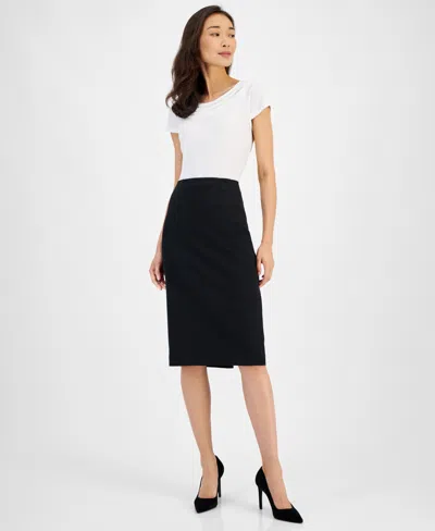 Kasper Women's Below-the-knee Stretch Pencil Skirt, Regular & Petite Sizes In Black